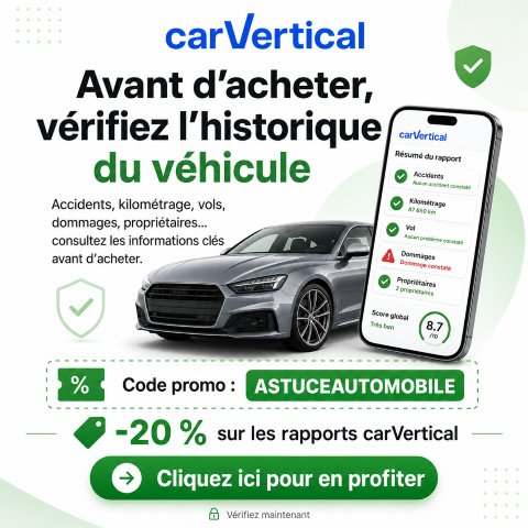 Code promo carVertical ASTUCEAUTOMOBILE : 20 % de réduction